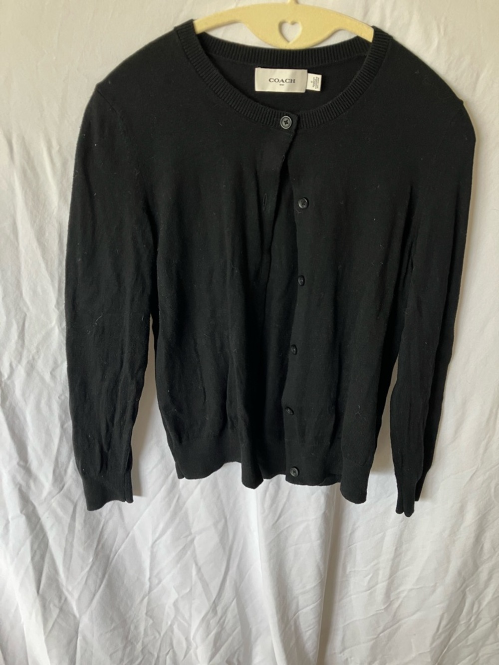 Coach: Classic Black Cardigan Sweater- S